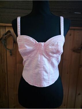 No Boundaries Pale Pink Corset-Style Bustier Crop Top